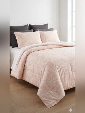 Blush Pink Dot-Pattern Comforter Set with Matching Shams